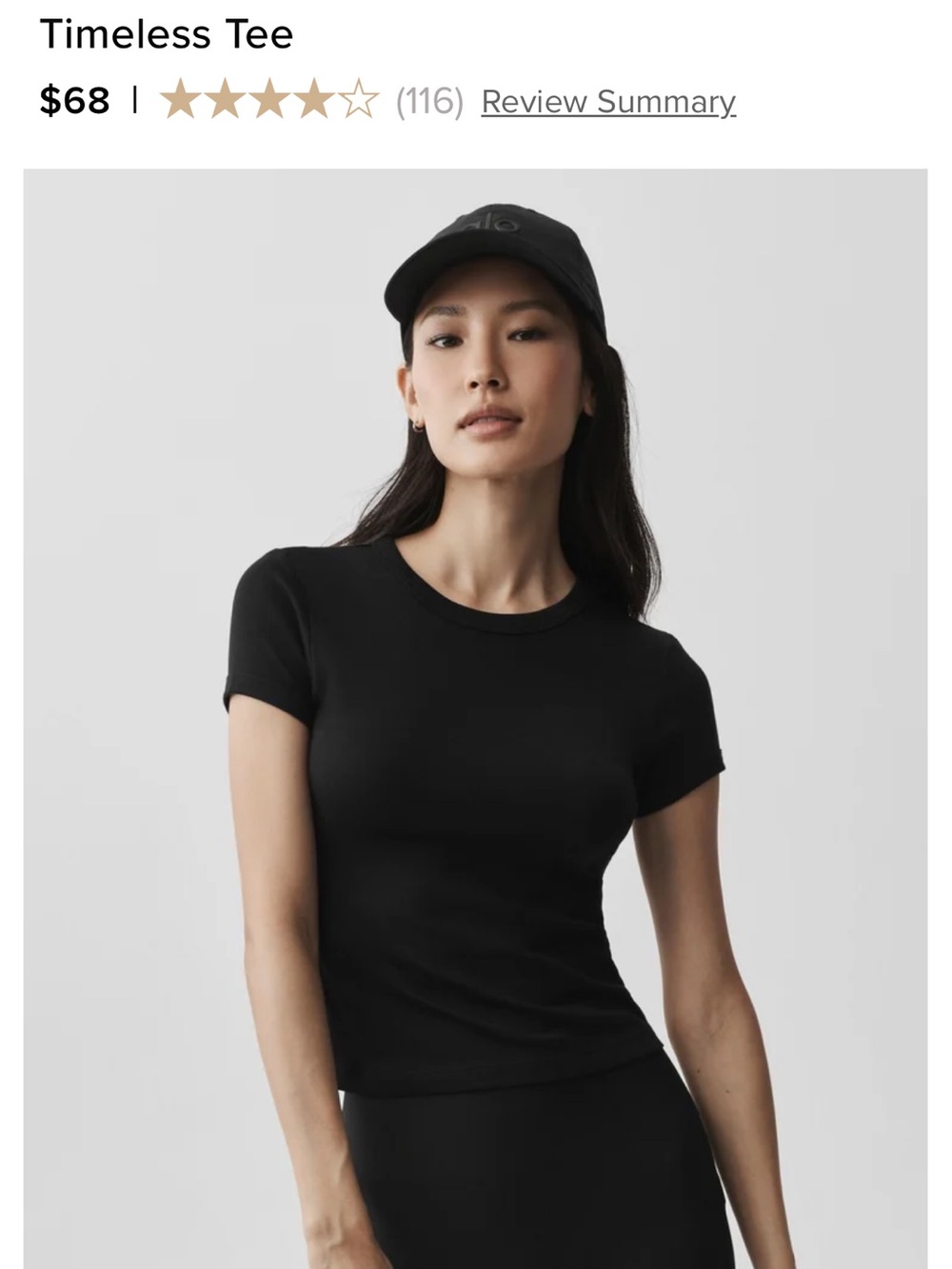ALO Yoga timeless tee black size large